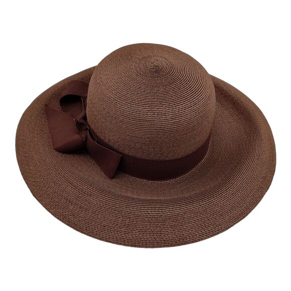 Vintage Union Made Harzfeld's Kansas City Brown Summer Straw Hat Vacation Church - Picture 13 of 16